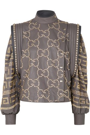 Gucci | Cropped crystal-embellished leather jacket | NET-A-PORTER.COM