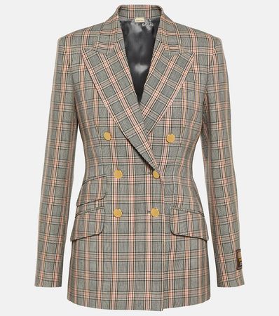 Double Breasted Checked Blazer in Multicoloured - Gucci | Mytheresa