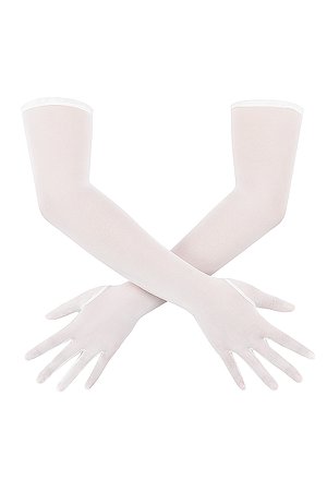 Accessories : 'Esther' Ivory Mesh Opera-length Gloves