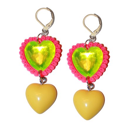 Sweetheart Gem Earrings Gemstone Drop Heart Earrings Candy | Etsy Sweden