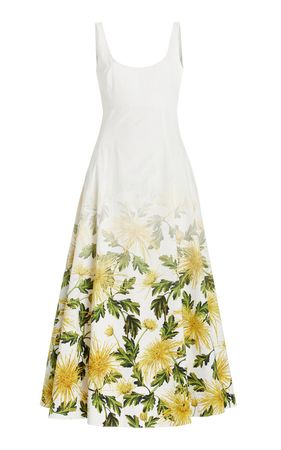 Chrysanthemum Fade Cotton-Poplin Maxi Dress By Oscar De La Renta | Moda Operandi