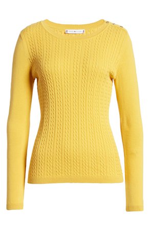 Tommy Hilfiger Fitted Cable Sweater Yellow