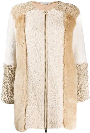 Fur Free Fur zip-up patched jacket