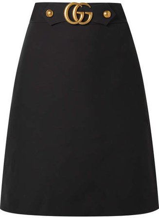 Embellished Wool And Silk-blend Skirt - Black