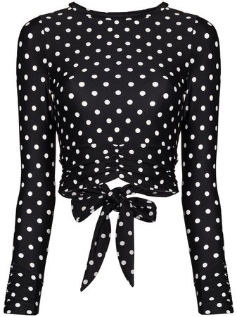 Shop black & white Peony polka dot T-shirt cover-up with Express Delivery - Farfetch