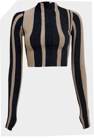 striped knit mock neck crop top