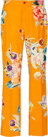 Carlina Floral Cotton Mid-Rise Straight-Leg Pants