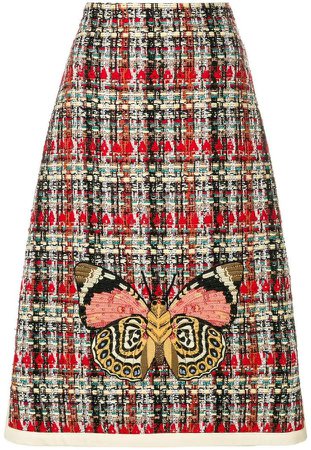 tweed embroidered skirt