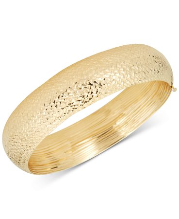 Macy's 14k Gold Diamond-Cut Wide Bangle Bracelet