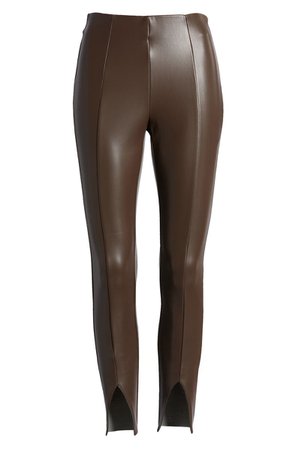 Topshop Faux Leather Notch Cuff Skinny Trousers | Nordstrom