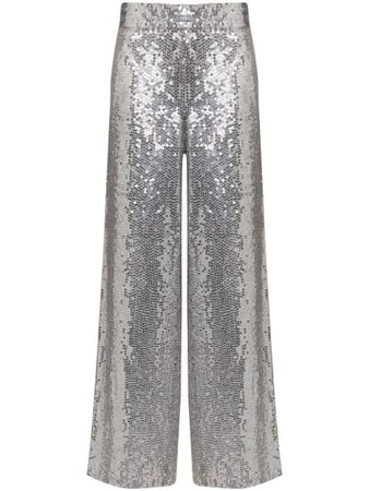 Silver Ashish sequinned palazzo trousers - Farfetch