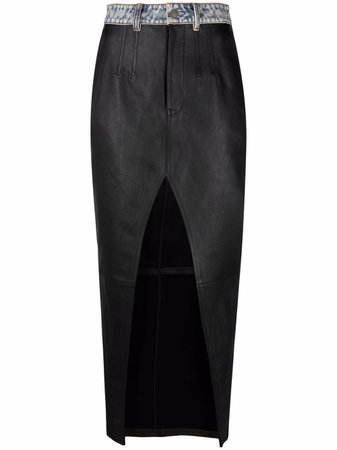 Alexander Wang Front Slit Long Leather Skirt - Farfetch