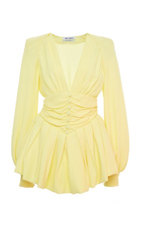 Ruched Bishop-Sleeve Cady Mini Dress by Attico | Moda Operandi