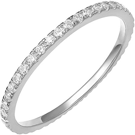 Amazon.com: PAVOI 14K Gold Plated Sterling Silver CZ Simulated Diamond Stackable Ring Eternity Bands for Women : Clothing, Shoes & Jewelry