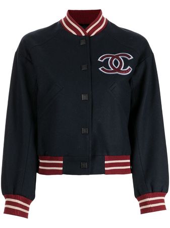 CHANEL Pre-Owned 2004 CC Patch Bomber Jacket - Farfetch