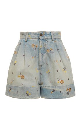 flower jean shorts