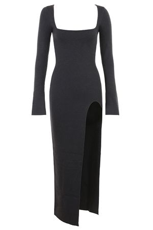 Clothing : Maxi Dresses : 'Tolani' Charcoal Cashmere Knit Maxi Dress