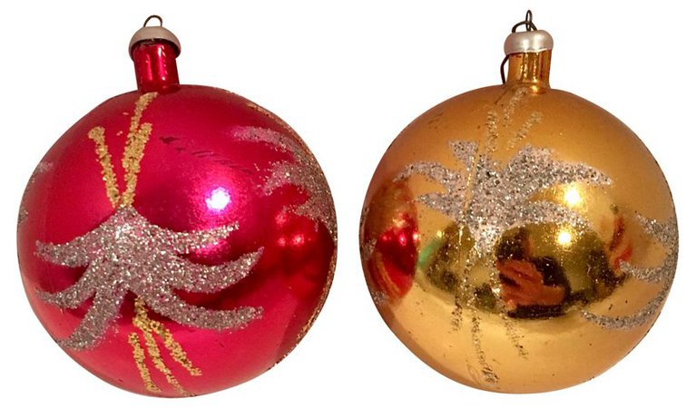 Bob Richter, Richter Design - Fancy Glittered Christmas Balls S/2 | One Kings Lane