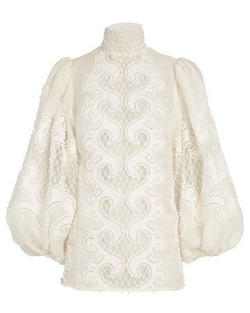 Zimmermann Brightside Knot Embroidered Blouse