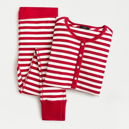 J.Crew: Henley Waffle Pajama Set In Stripes
