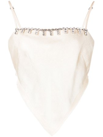 AREA crystal-embellished handkerchief top
