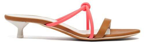Gray Matters - Neon Strap Leather Sandals - Womens - Tan Multi