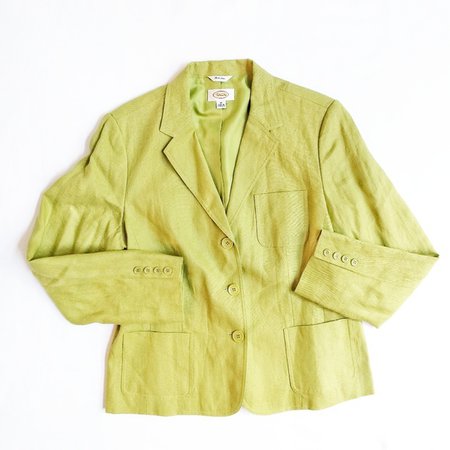 yellow green linen blazer