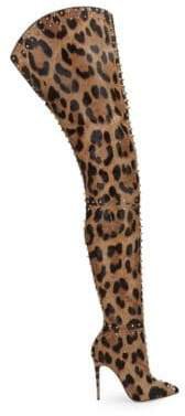 Women's Metrolisse 130 Leopard Print Thigh-High Boots - Brown - Size 38.5 (8.5)