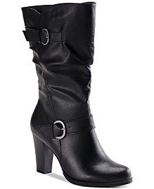 Style & Co Sachi Block-Heel Mid-Shaft Wide Calf Boots, Created for Macy's & Reviews - Boots - Shoes - Macy's
