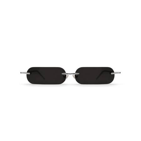 silver mini rectangular frame sunglasses