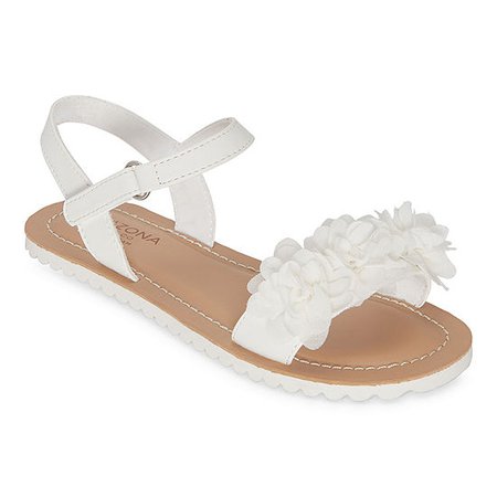 Arizona Girls Felicity Slingback Strap Flat Sandals, Color: White - JCPenney