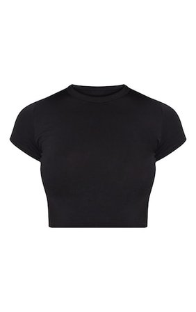 Basic Black Short Sleeve Crop Tshirt | Tops | PrettyLittleThing
