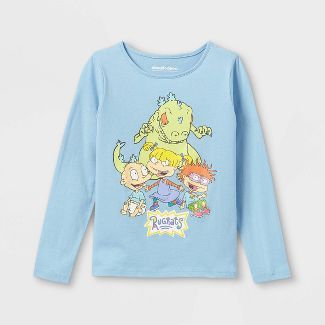 Girls' Nickelodeon Rugrats & Reptar Long Sleeve Graphic T-shirt - Light Blue : Target