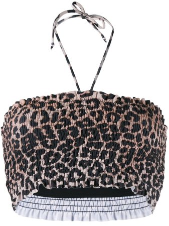 Ganni Leopard Print Bikini Top | Farfetch.com