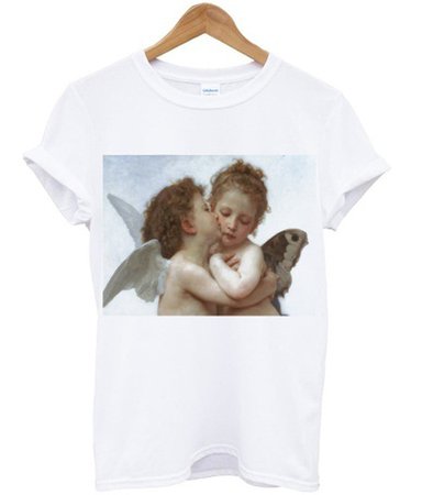 Wish | Angel Kiss Painting Women Tumblr Fashion Cute T-Shirt Summer Casual Short Sleeves Printed Tee