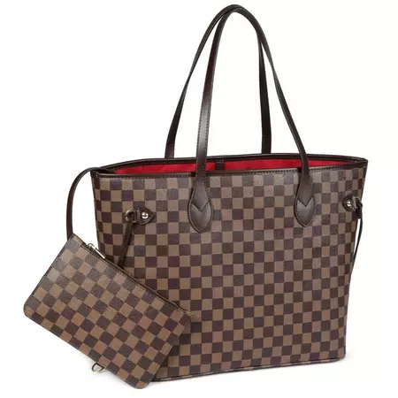 T.Sheep Checkered Tote Shoulder Bags With Inner Pouch,PU Vegan Leather Luxury Woman Handbags, Brown - Walmart.com