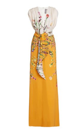 Belted Floral Crepe Gown By Lela Rose | Moda Operandi