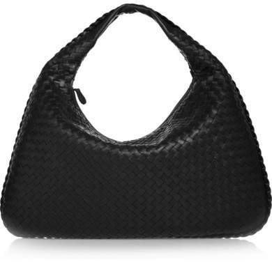 Veneta Large Intrecciato Leather Shoulder Bag - Black