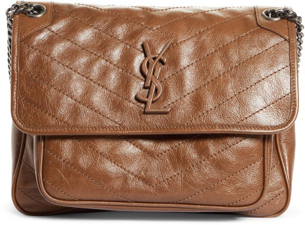 Medium Niki Crinkled Matelasse Leather Shoulder Bag