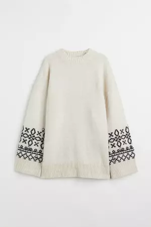 Appliquéd Sweater - Light beige/patterned - Ladies | H&M CA