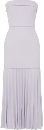 Strapless Pleated Crepe Maxi Dress - Lilac