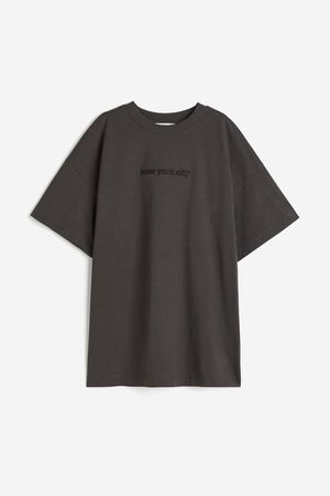 Oversized T-shirt - Dark gray/New York City - Ladies | H&M CA