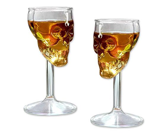 Amazon.com | Skull Shot Glass 2 Pieces 75 Milliliter / 2.5 Ounce Whiskey Wine Glass 4.5" Beer Cup: Shot Glasses
