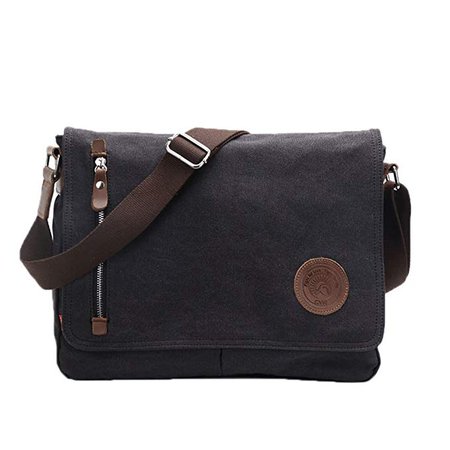 Amazon.com: Egoelife LB-BBPHF18 Unisex Casual High Quality Canvas Satchel Messenger Bag for Traveling Camping - Black: Clothing