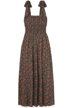 DÔEN | Jasmine shirred floral-print cotton-poplin maxi dress | NET-A-PORTER.COM