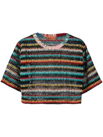 Missoni Mare Striped-Crochet Cropped T-Shirt | Farfetch.com