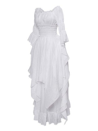 Medieval Wedding Dress Lace Bell Sleeve Off Shoulder Halloween Costume – MissFoxFashion