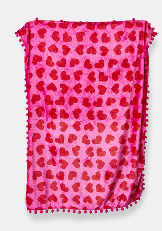 Dolls Home Fleece Double Sided Heart Print Striped Throw Blanket - Pink | Dolls Kill