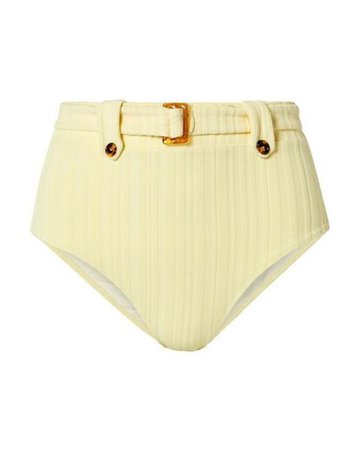 Solid & Striped Women's Yellow The Annie Belted Ribbed Bikini Briefs