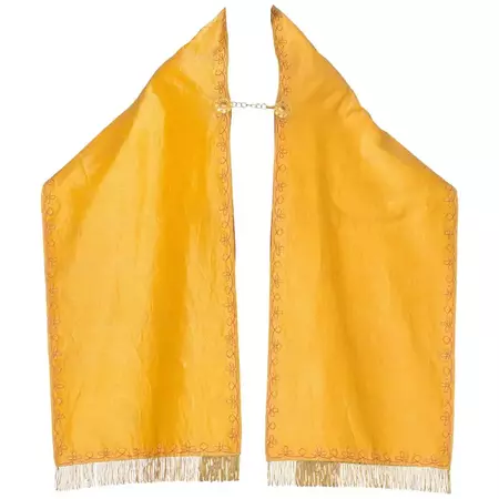 Victorian Gold and Cotton Embroidered Catholic Mantle Cape With Fringe For Sale at 1stDibs | mantle capes, catholic cape, mantel cape
